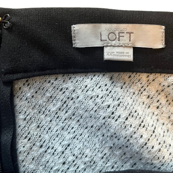 LOFT women's sz XXS a-Line skirt black white woven tweed flare stretch - Picture 3 of 8